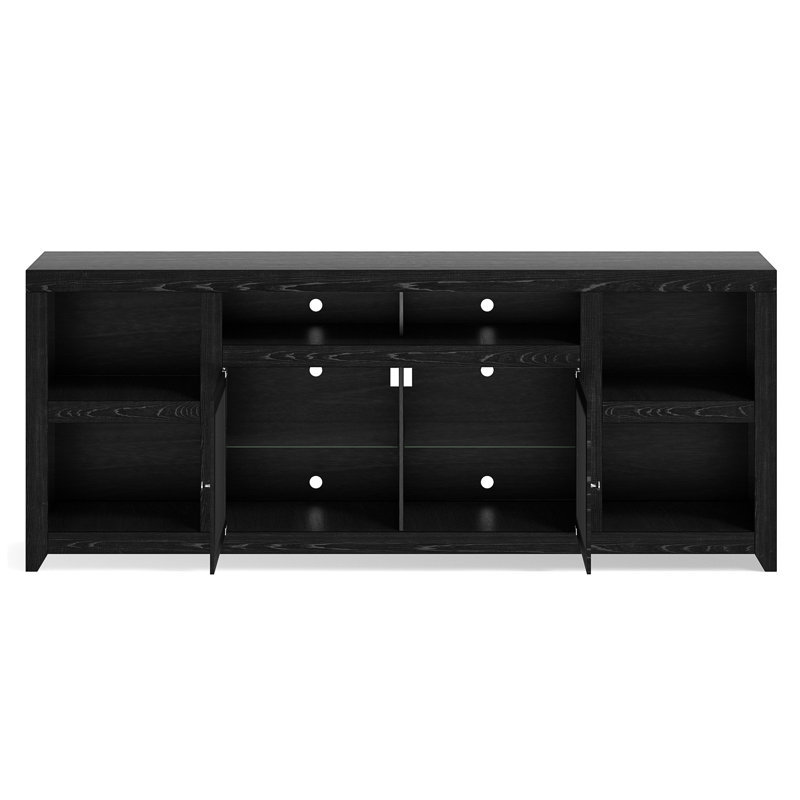 Mocha Brown Oak TV Console with Glass Doors