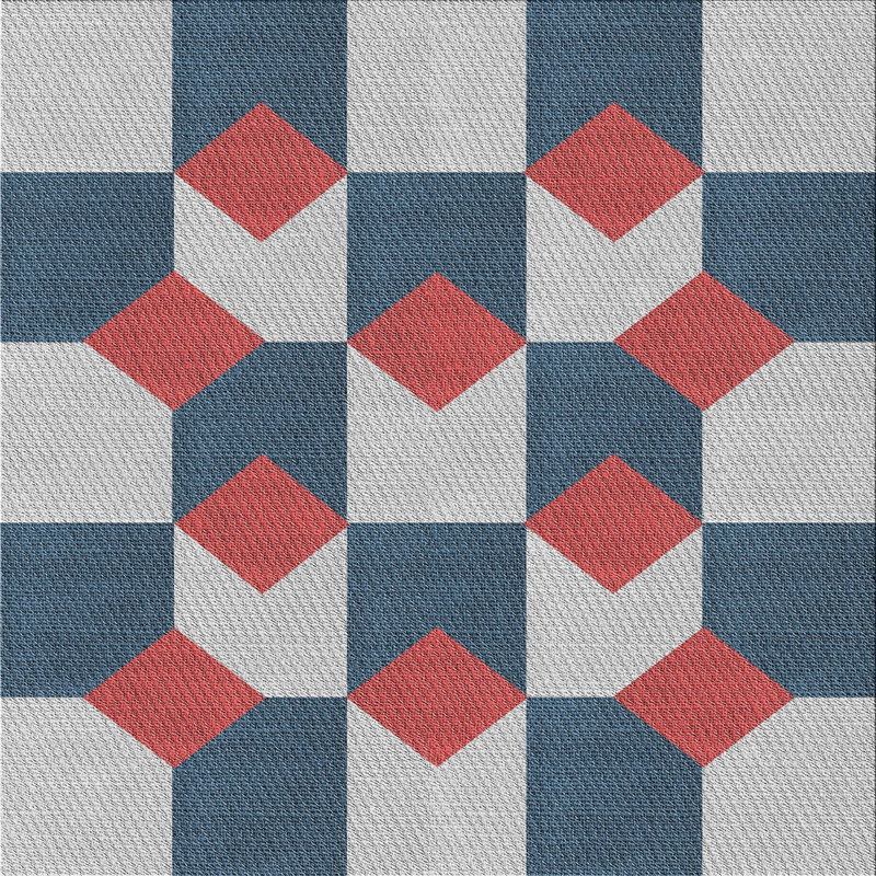 Tapis gris/rouge à motifs, Carré 3 pi