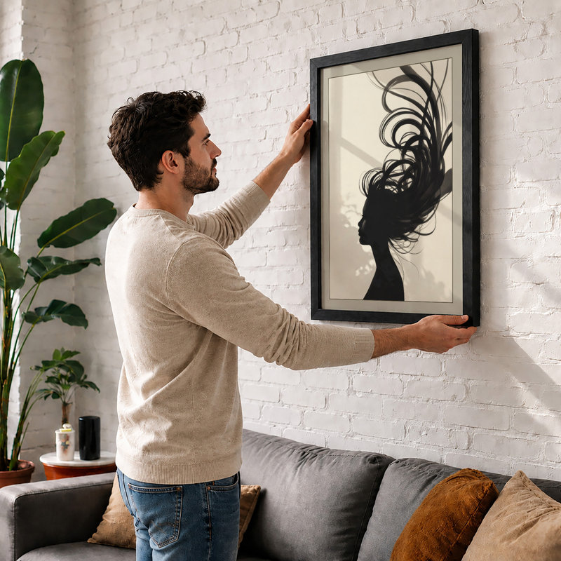 Flowing Hair Profile Minimalist - Print, Oak, A4 - 29.7 x 21.0 cm