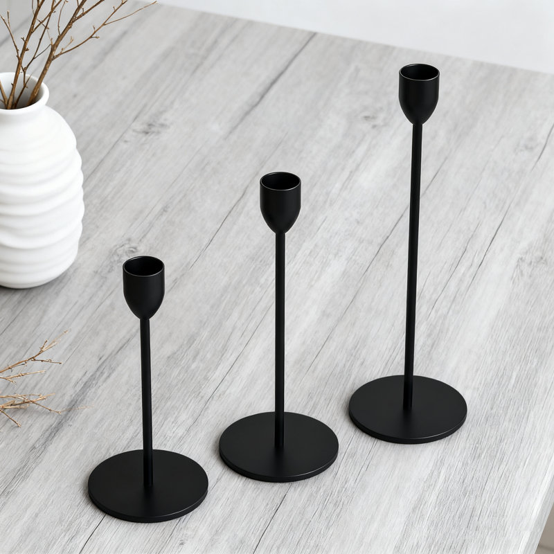 Elegant Taper Candle Holders Set Of 6, Rust-Proof Aluminum Alloy, Non-Slip Velvet Base, Perfect For Weddings, Centerpieces, And Home Decor