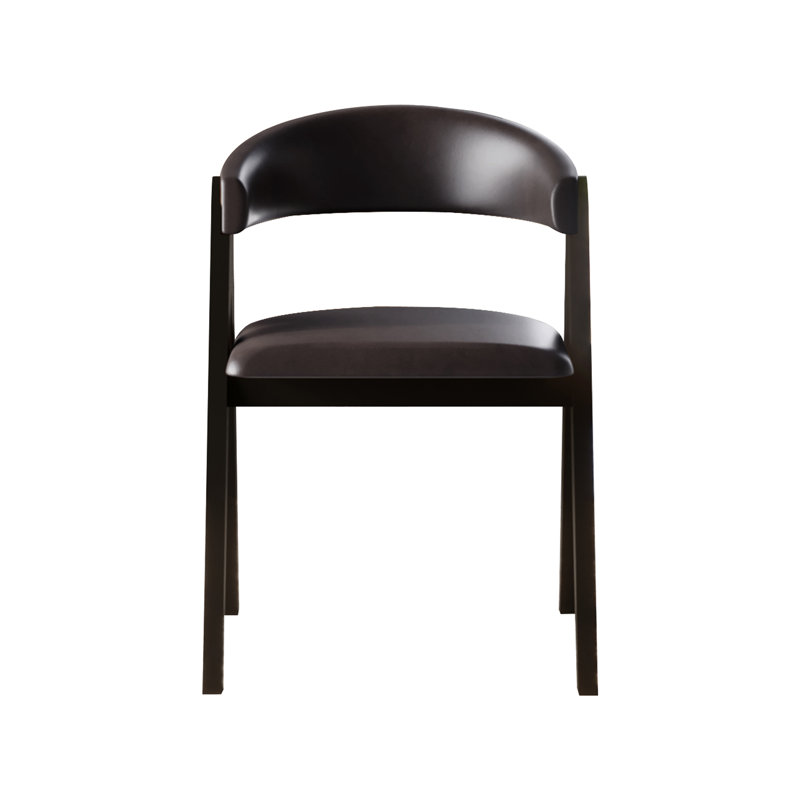 Chaise avec accoudoirs à dossier en polyuréthane brun Nayshaun