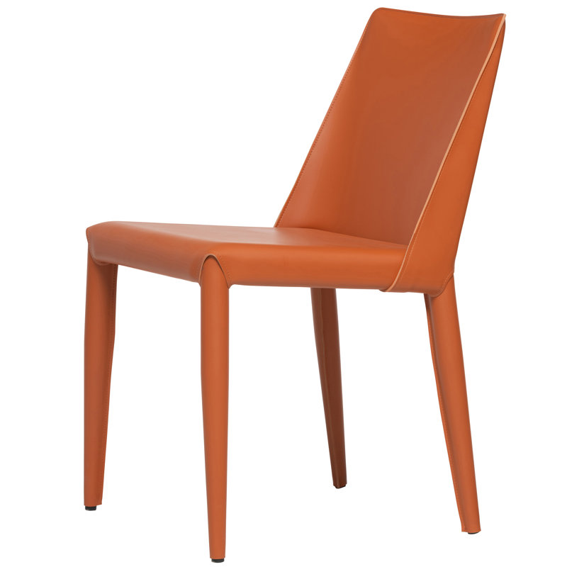 Greysi Leather Upholstered Dining Chair, Orange