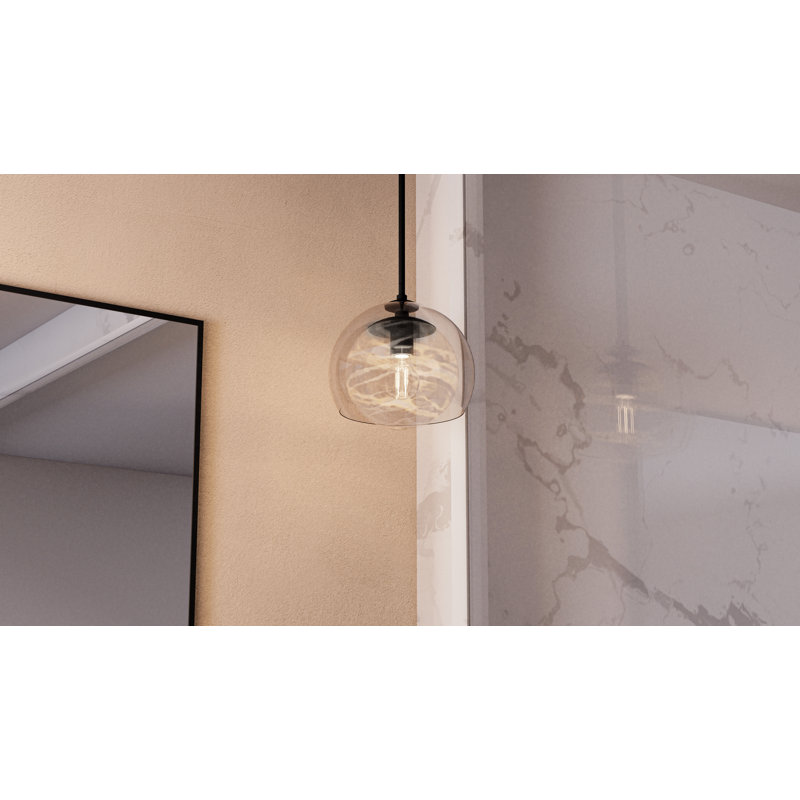 Mini-luminaire suspendu 1 lumière Eslinger, Noir mat