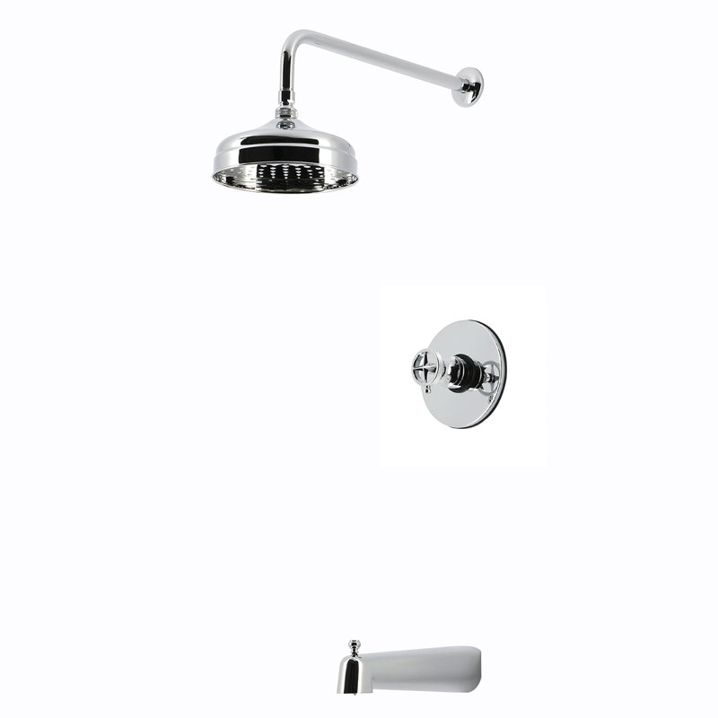 Robinet de baignoire et douche à poignée simple à pression équilibrée Kingston Brass Levante, Chrome poli