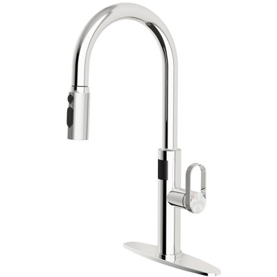 MASO Touchless Kitchen Faucet with Pull-Down Sprayer, Fahrenheit Temperature Display, 3 Spray Modes, 360° Swivel, Commercial Modern Faucet for RV, Farmhouse, Camper, Laundry & Bar, Polished Chrome
