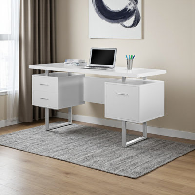 Bureau d'ordinateur à configuration à gauche ou à droite avec tiroirs de rangement pour le bureau personnel Jazarian