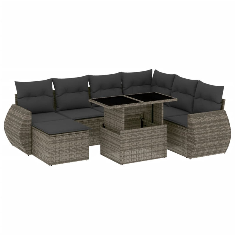 Ensemble de canapé de jardin modulaire en rotin PE gris 8 pièces Vidaxl