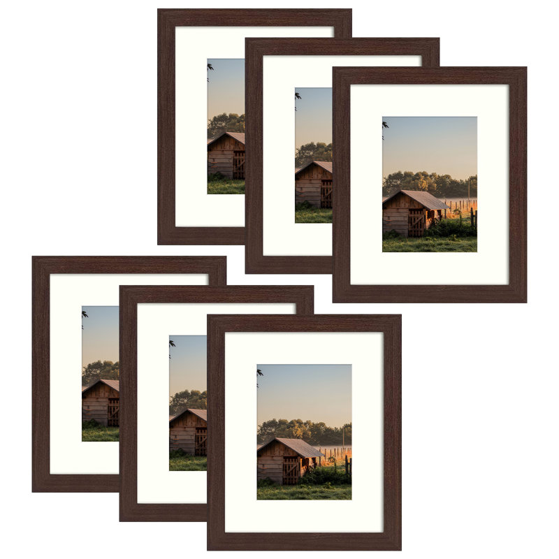 Ensemble de cadres muraux avec plexiglas - Basics by Wayfair ™, Noyer, 8 pi x 10 po emmêlé à 5 po x 7 po