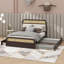 Grand lit plateforme en bois massif avec lit gigogne et tiroirs-596129111