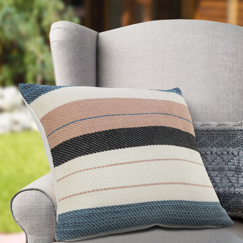 Coussin décoratif d'extérieur à rayures résistant aux intempéries