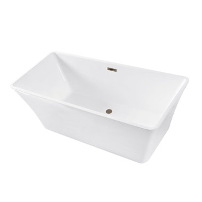 Kingston Brass Aqua Eden 67-Inch Acrylic Rectangular Double Ended Freestanding Tub With Drain