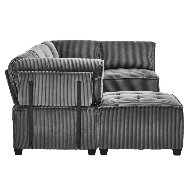 Canapé modulaire modulaire en forme de U 6 po avec revêtement et méridienne réversible en velours côtelé Allure, splendeur respirante