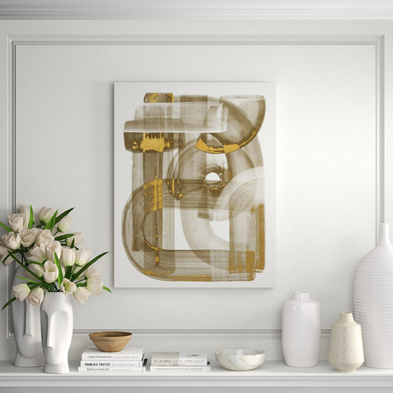 Stroke Layering In Gold LI Painting by Guseul Park, 45" H x 36" W x 1.5" D, Gilded Gold