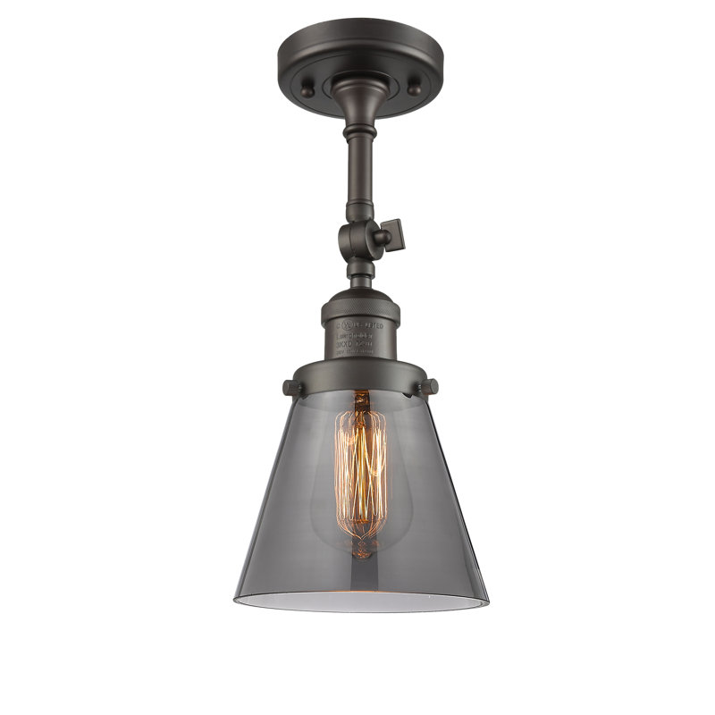 Milazzo Glass Semi Flush Mount, 13.5" H x 6.25" W x 6.25" D, Smoked, Oil Rubbed Bronze