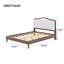 Grand lit plateforme avec tête de lit tapissier, structure grise et tissu blanc