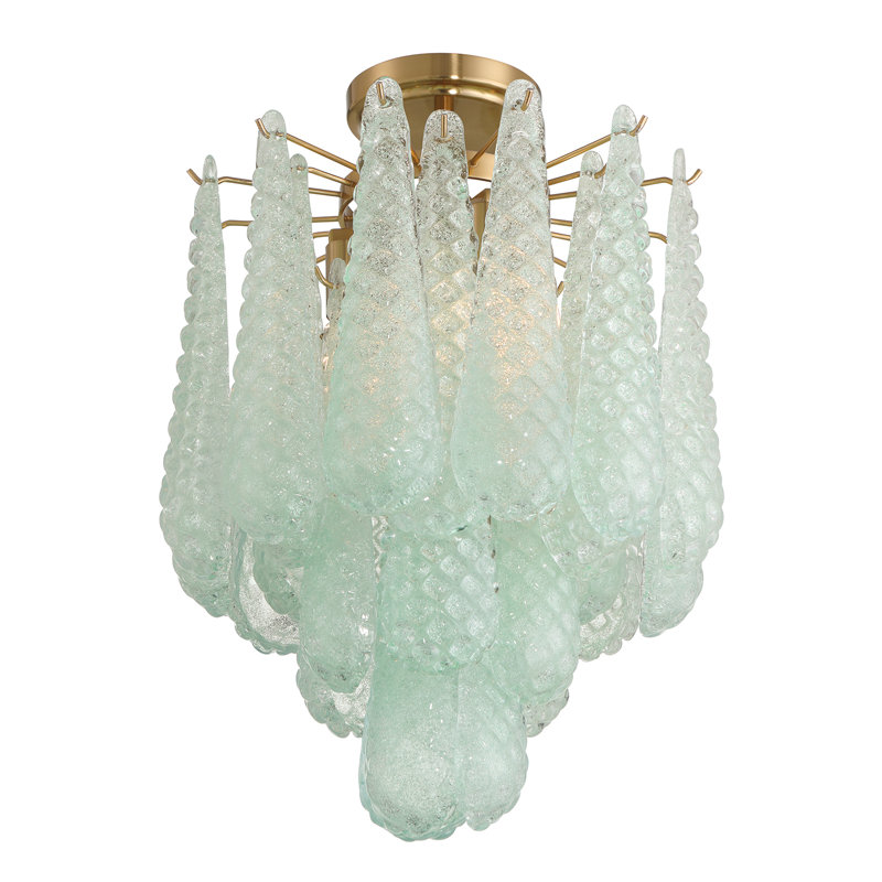 Hamrah 4 Light Aged Brass Semi Flush Mount, Green