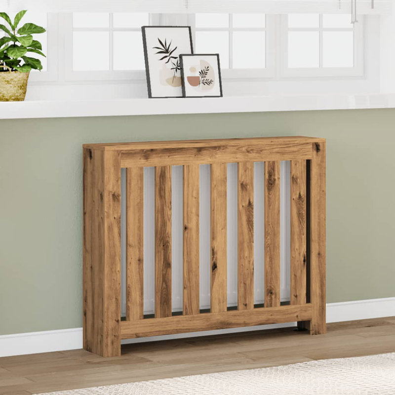 Small Radiator Cover, Artisan Oak, 104 x 20 x 82 cm, Vertical Slats