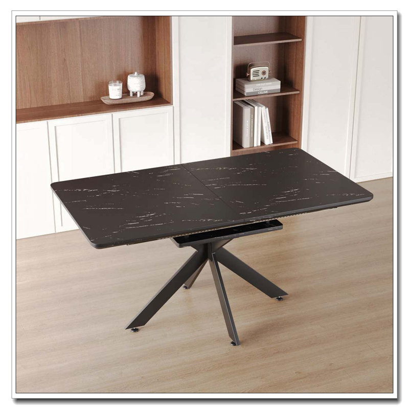 62.4" Extendable Dining Table, Black