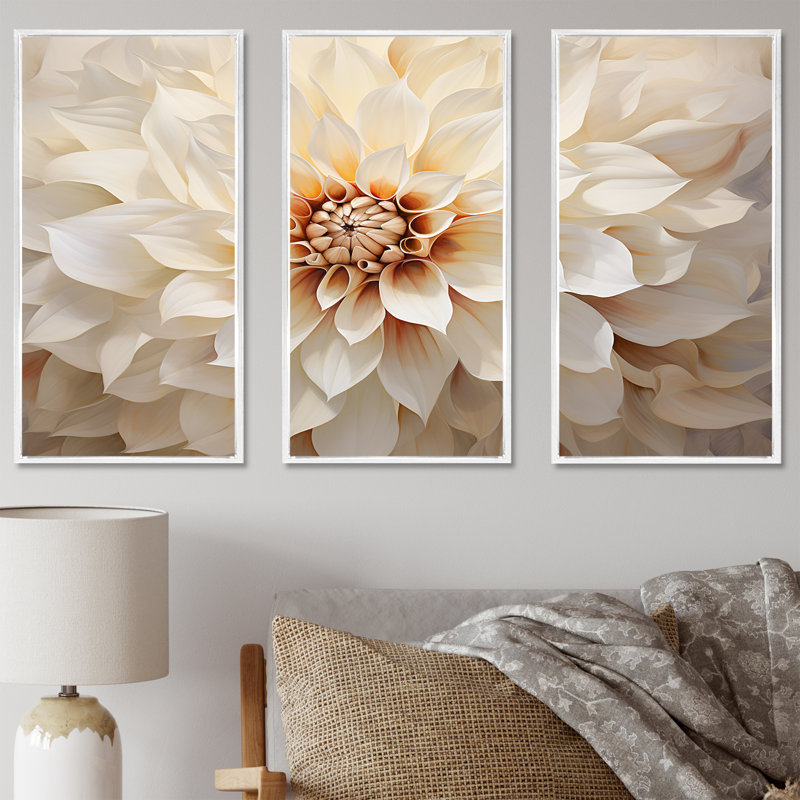Minimalisme Dahlia I - ensemble de décoration murale Dahlia, H 40 po x l 60 po x P 1 po, Cadre flottant blanc