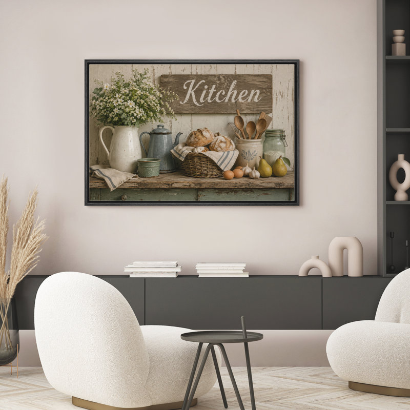 Rustic Farmhouse Kitchen, 16" H x 24" W x 1.5" D, Black