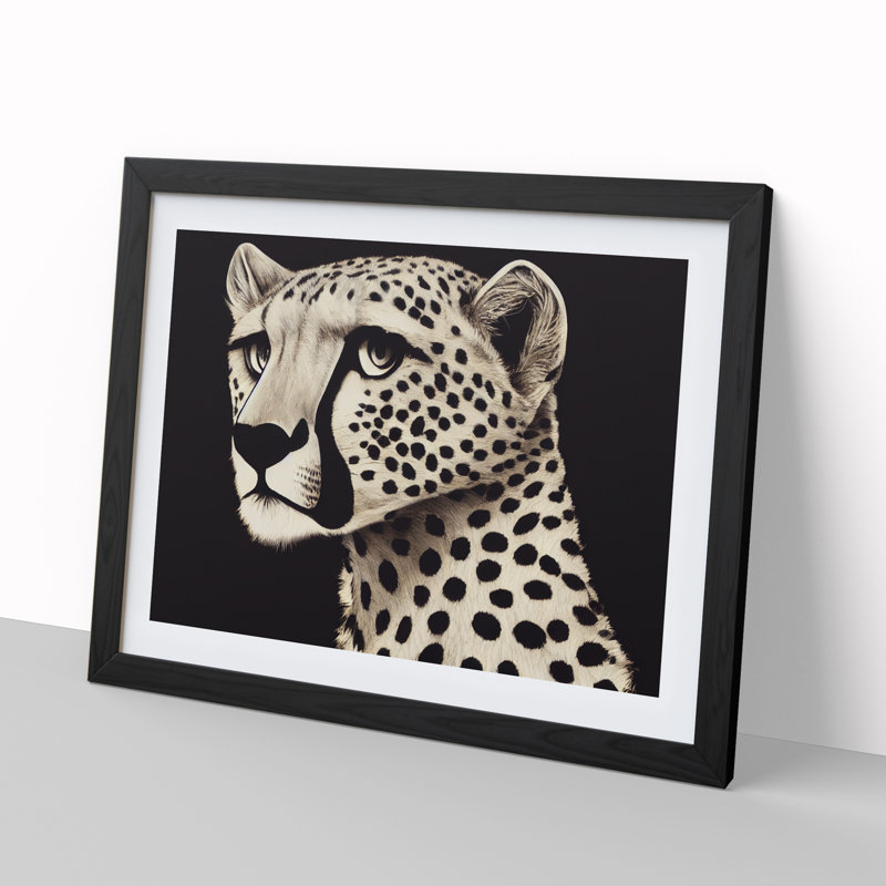 Delicious Cheetah - Single Picture Frame Painting, Black, 46cm H x 64cm W x 2cm D