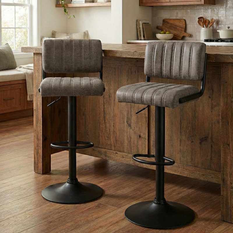 Cholet Puttney Height Adjustable Swivel Bar Stool, Grey