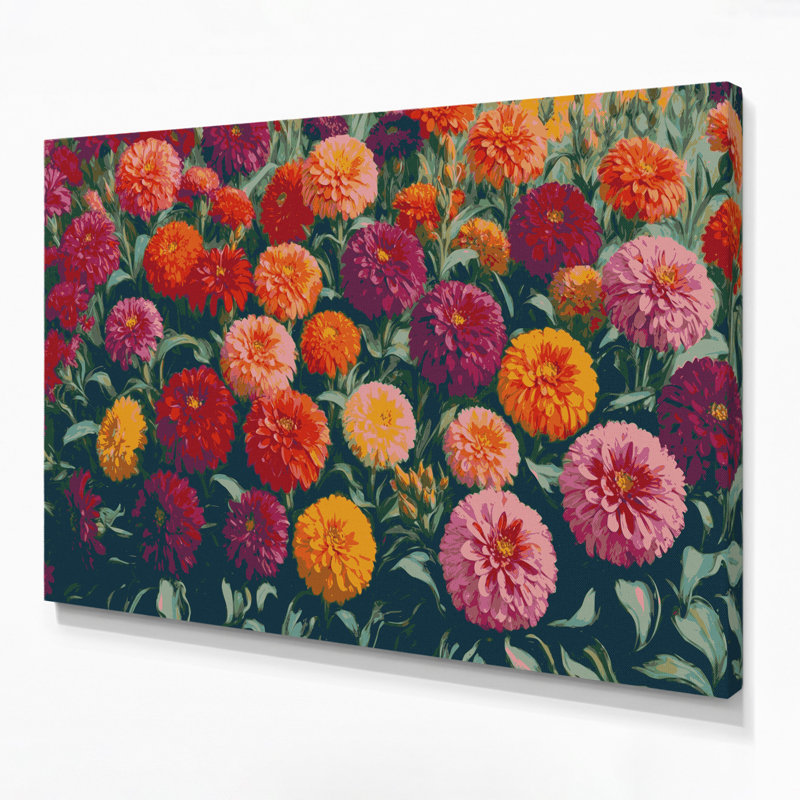 Art mural sur toile Botanical Zinnias, H 20 po x l 30 po