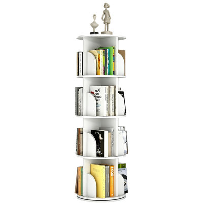 Étagère pivotante de 18,10 × 18,10 × 50,00 cm en PVC blanc, avec rotation à 360°.
