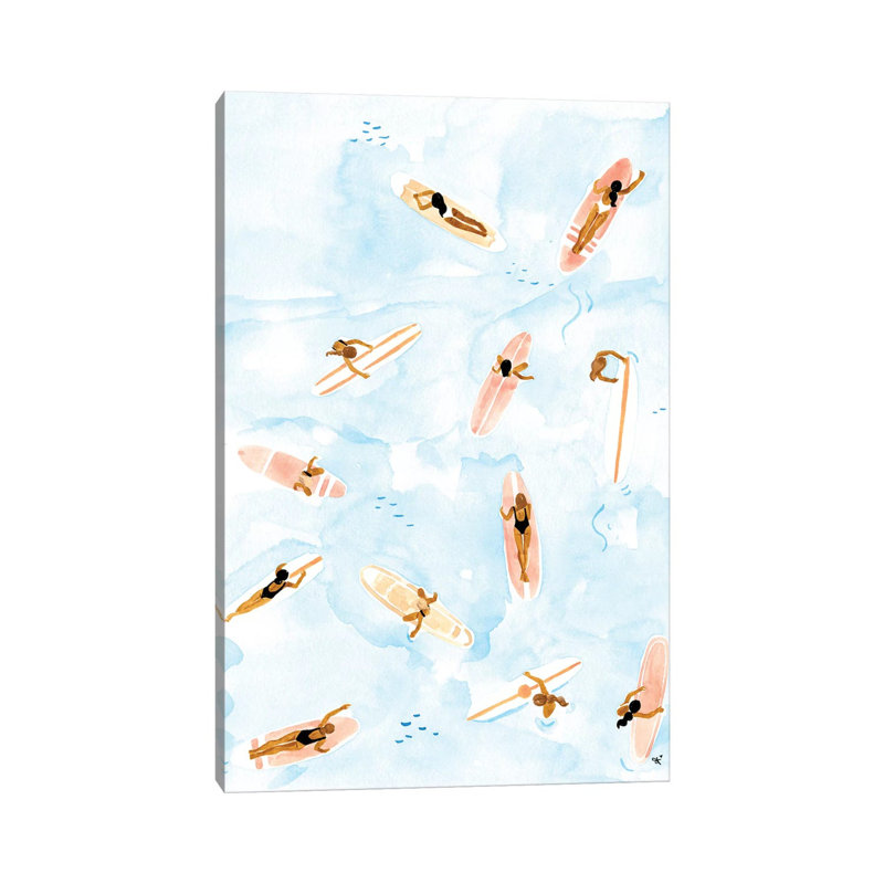 Surfers par Sabina Fenn - reproduction d'art, H 40 po x l 26 po x P 1,5 po, Toile tendue, Aucun mat