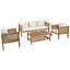 Ensemble de conversation de patio 4 pièces avec coussins imperméables en bois d'acacia, en rotin et pour l'extérieur-133392083