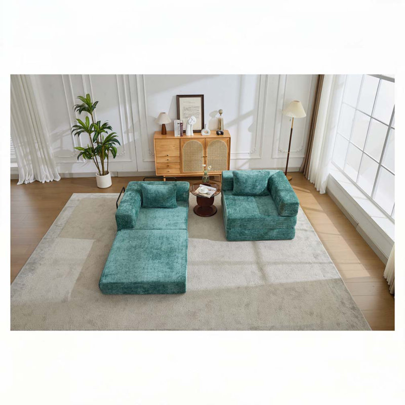 Canapé-lit Chenille, Vert foncé