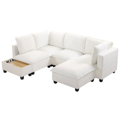 Fabian 90" Modular Sectional Sofa with Hidden Charging Ports & Ottoman by Latitude Run