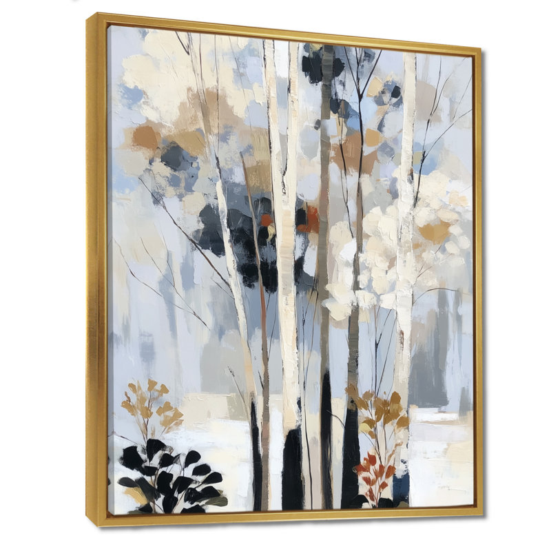 «White and Black Birch Trees Forest Panorama - Birch Wall Decor, White Nature», art mural encadré, H 32 po x l 24 po, Doré