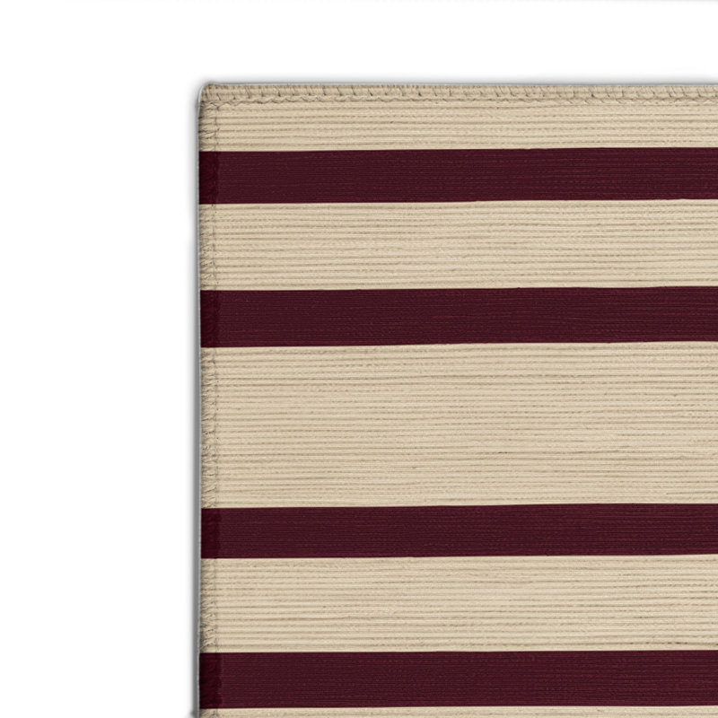 HorizontalStripes Beige Indoor and Outdoor Area Rug, Rectangle 2' x 3'