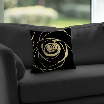Black Rose - Floral Black – Throw Pillow Cover Only, Double-Sided Print, Insert Not Included