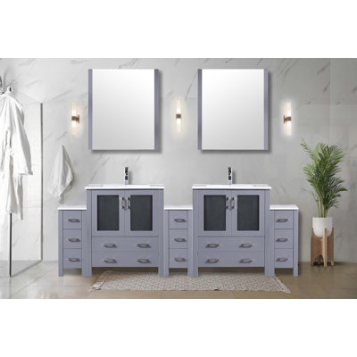 Luxurious Double Bath Vanity With Side Cabinets And Premium Accessories For Stylish Bathrooms.