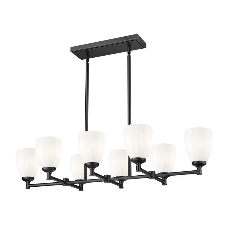 Lustre linéaire à 8 lumières Matheny, Noir mat
