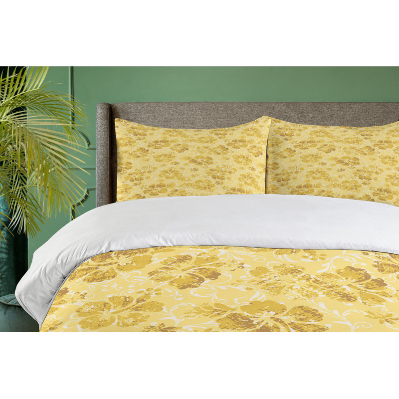 Coastal Polyester Floral Duvet Cover, Queen Duvet Cover + 2 Queen Shams