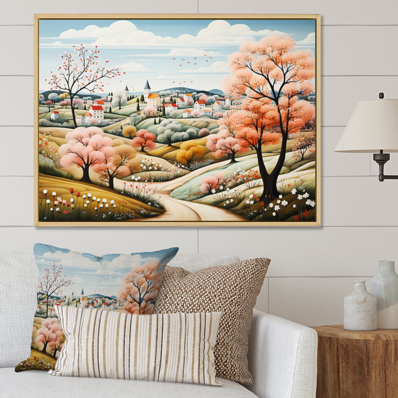 «Countryside Early Spring Landscape II», reproduction sur toile, H 30 po x l 40 po x P 1,5 po, Cadre naturel flottant