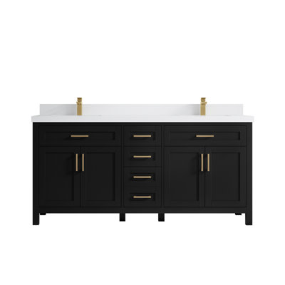 72'' Double Bathroom Vanity with Quartz Top