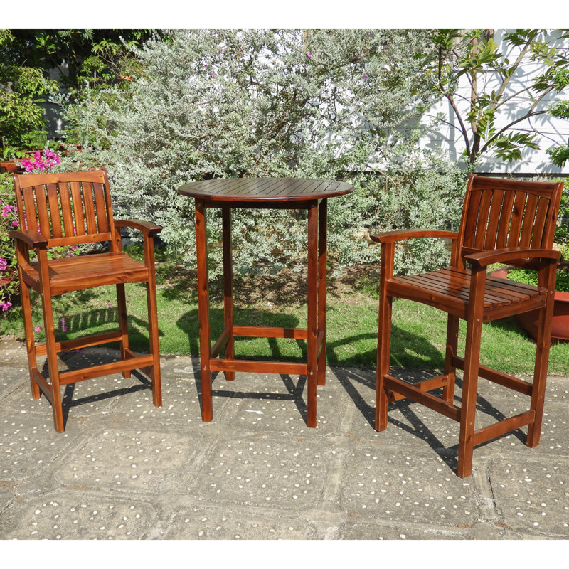 Enright 2 - Person Acacia Wood Patio Dining Set with Round Table