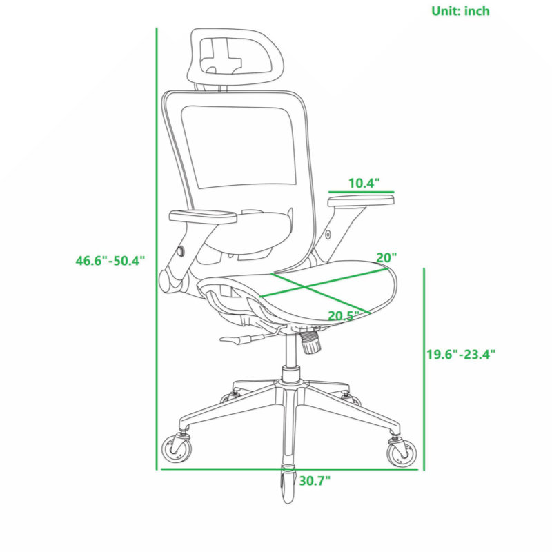 Fauteuil de bureau Ergo Mesh, Bleu, Clair