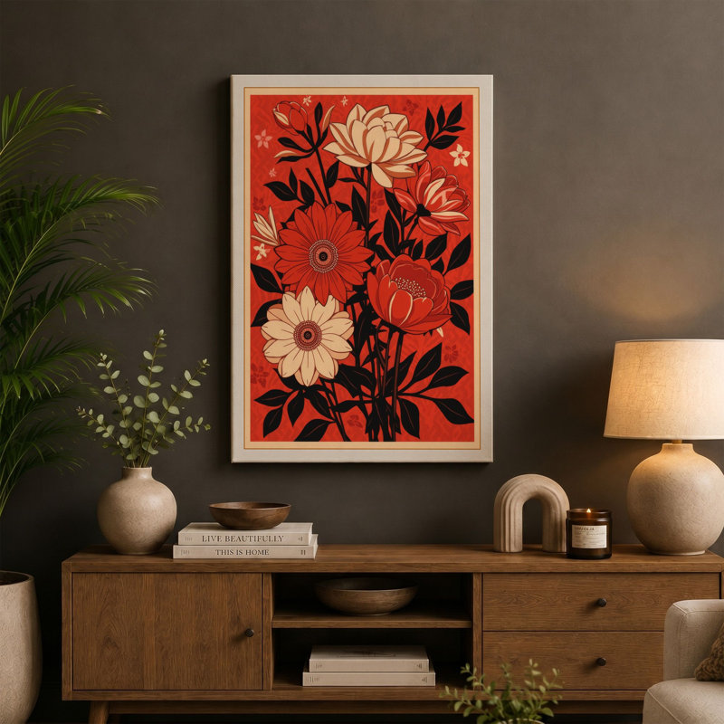 Garden in Bloom Botanical - Wrapped Canvas, 18x12 - 45.7 x 30.5 cm, Black Border