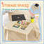 AIYAPLAY 3-Piece Kids Table and Chairs Set, Convertible Desk, Natural Wood
