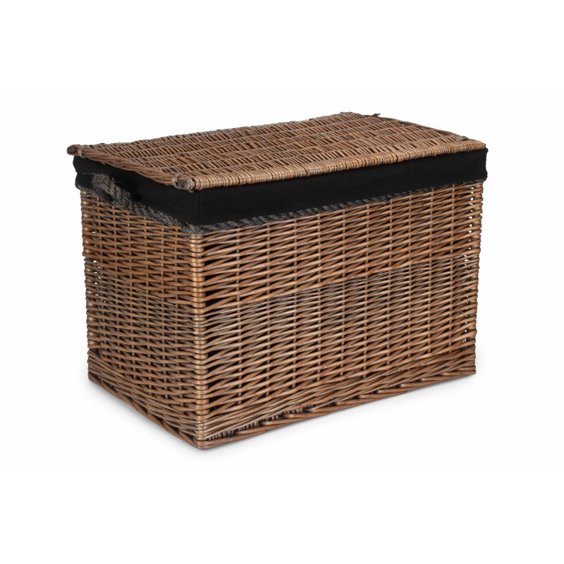 Wicker 23" Storage Hamper with Lining, Antique Wash/Black Lining