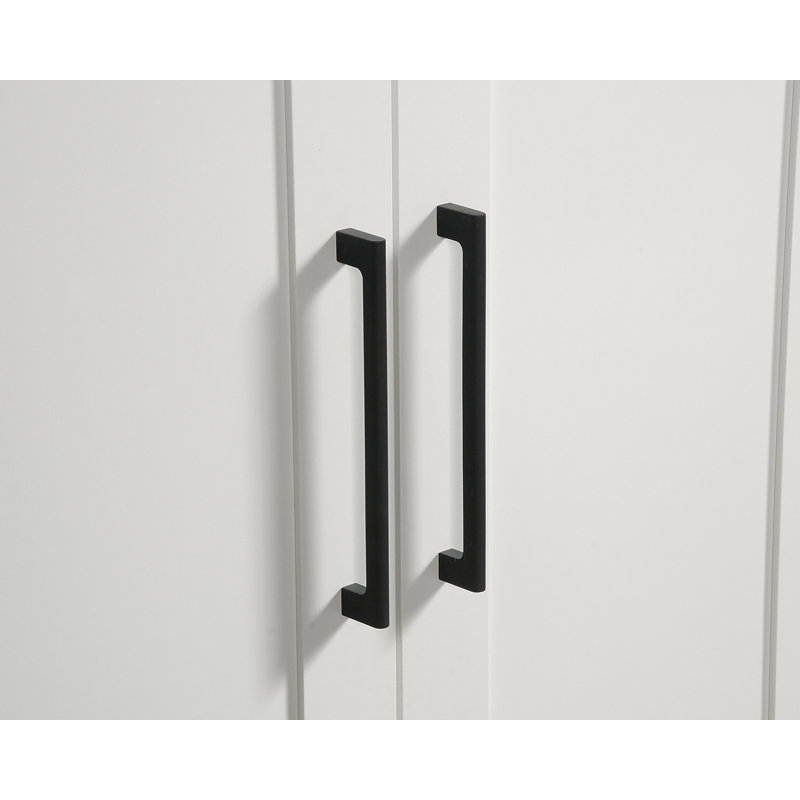 Soft White MDF 2-Door Wardrobe Armoire with Drawer