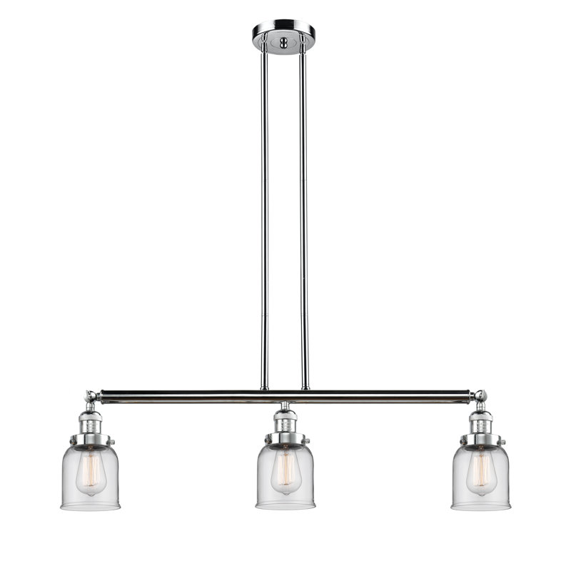 Luminaire suspendu linéaire à 3 lumières pour îlot de cuisine Lemoyne, Transparent, Chrome poli