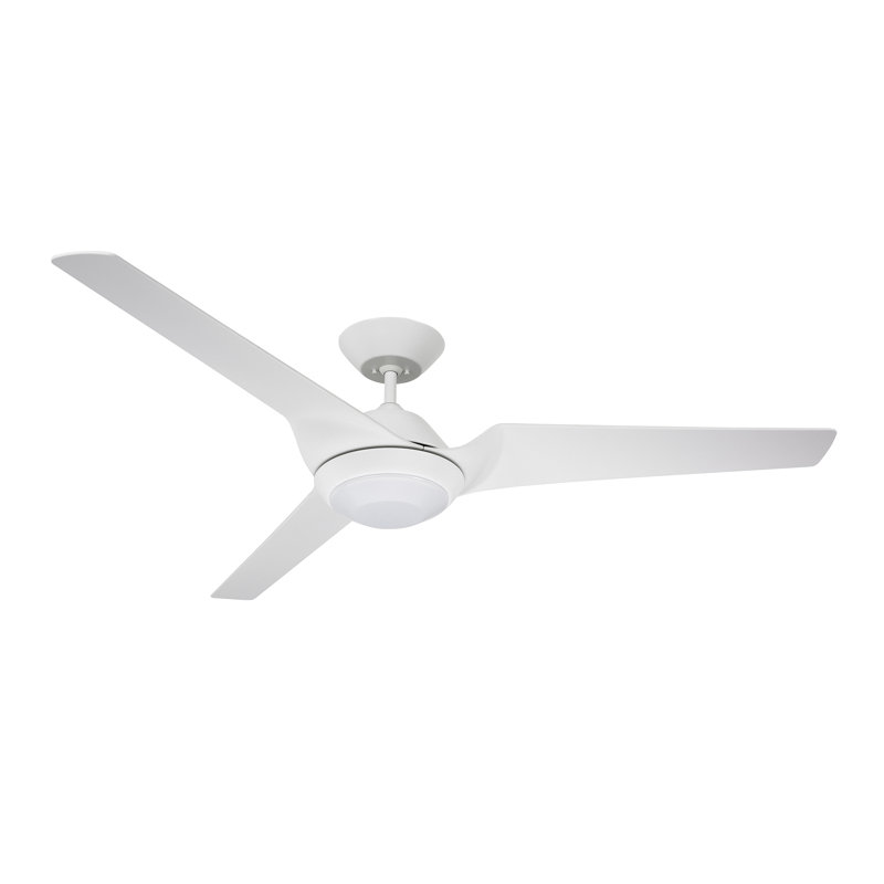 Ventilateur de plafond standard à DEL à 3 pales de 60 po avec télécommande et ensemble d'éclairage inclus, Blanc satiné