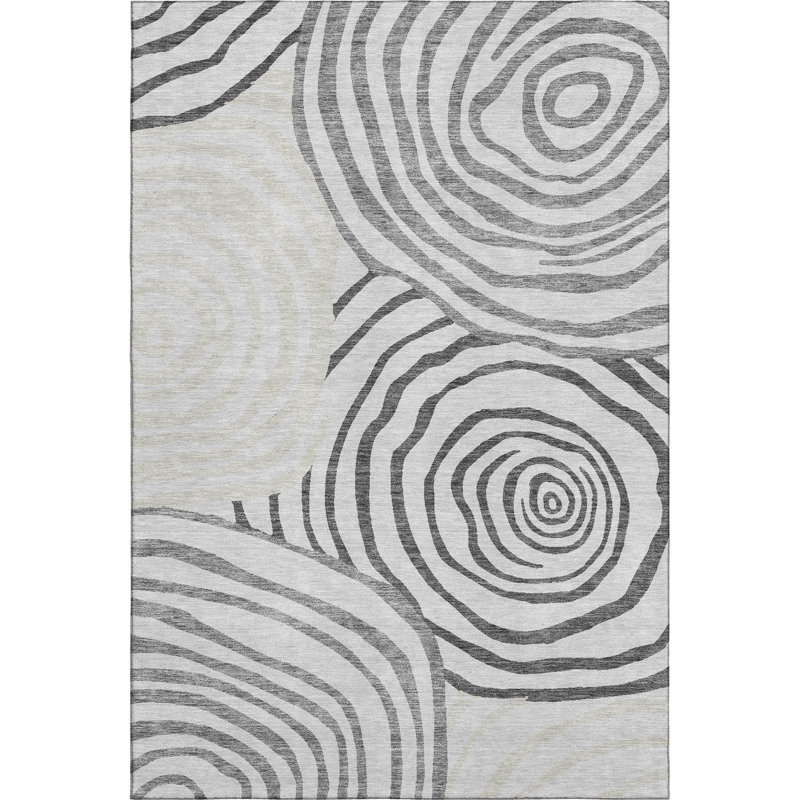 Premium Machine Washable Prisco Gray Rug, Rectangle 9' x 12'