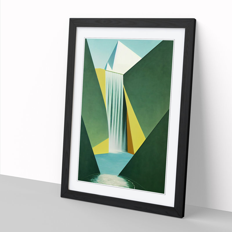 Waterfall Abstract Vol.3 - Single Picture Frame Print, 64cm H x 46cm W x 2cm D, Walnut